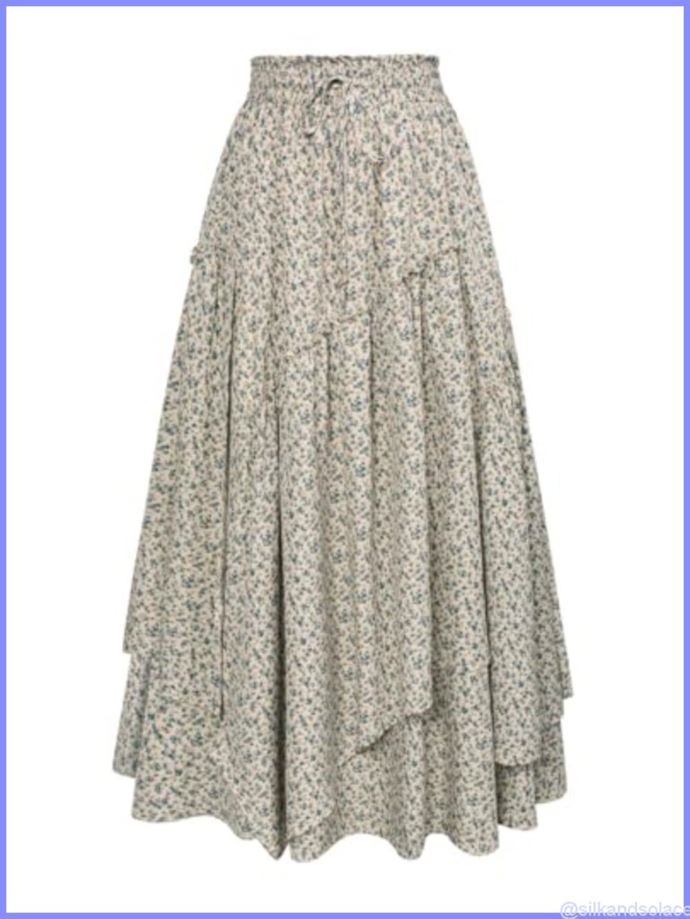 Women's Floral Maxi Skirt Elastic Waist Boho Long Skirt with Pockets